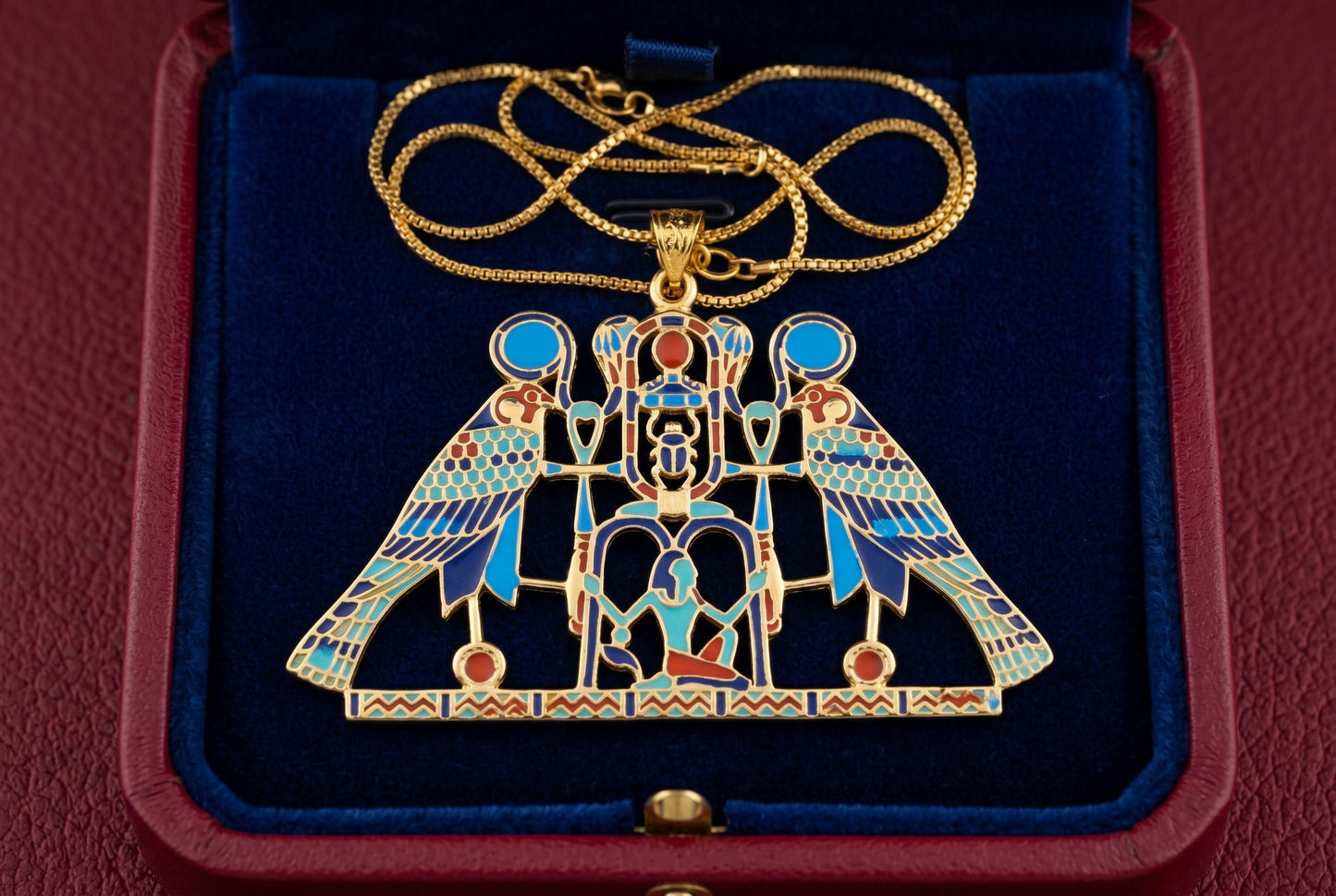 Large Gold Horus Pendant Necklace, Egyptian Falcon God Jewelry, Ancient Egypt Necklace, Spiritual Amulet, Mythology Gift, Revival Jewelry