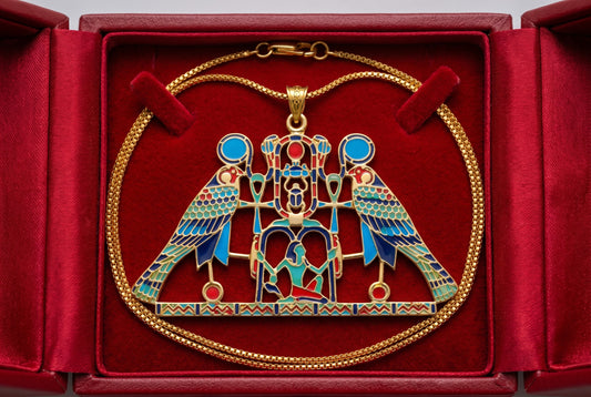 Large Gold Horus Pendant Necklace, Egyptian Falcon God Jewelry, Ancient Egypt Necklace, Spiritual Amulet, Mythology Gift, Revival Jewelry
