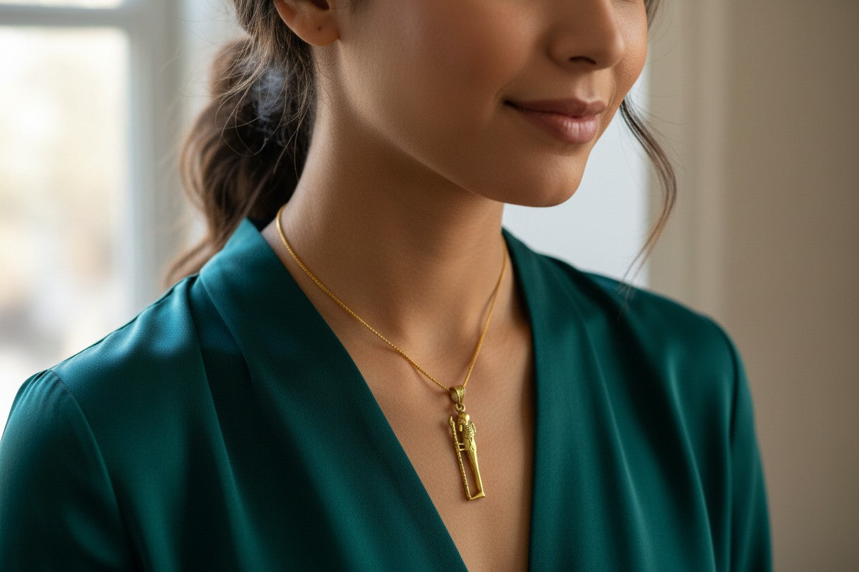 Gold God Ptah Necklace, Ancient Egyptian Ptah Pendant, Creator God Amulet, Egyptian Revival Jewelry, Spiritual Talisman Gift, Divine Minimalist Necklace