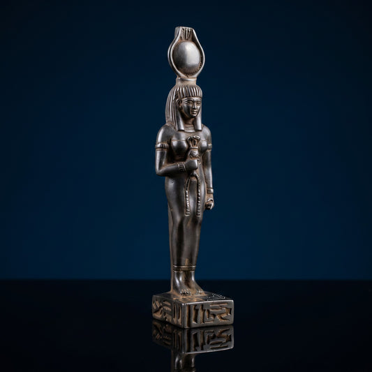 Handmade Basalt Goddess Hathor Statue, Egyptian Goddess Sculpture, Ancient Egypt Decor, Divine Feminine Figurine, Mythology Gift