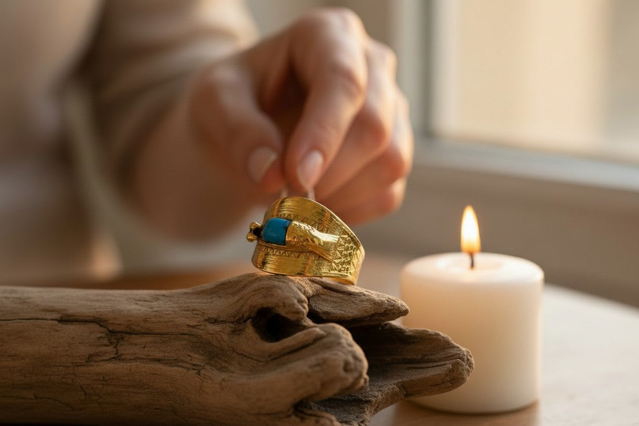 Gold Ramses Duck Ring, Ancient Egyptian Inspired Jewelry, Gold Cuff Style Ring, Pharaoh Statement Ring, Unique Gift For Him Her