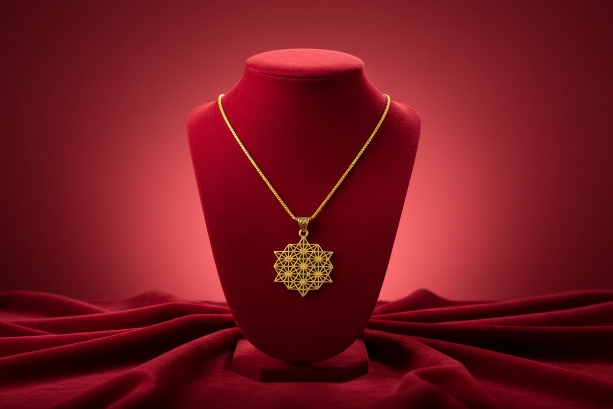 Gold Seven Chakra Pendant Necklace, Egyptian Revival Jewelry