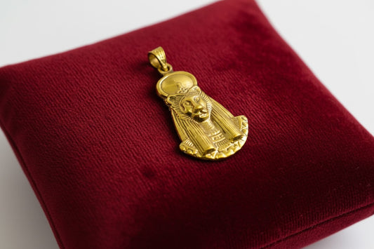 Gold Sekhmet Pendant, Egyptian Revival Necklace, Divine Talisman