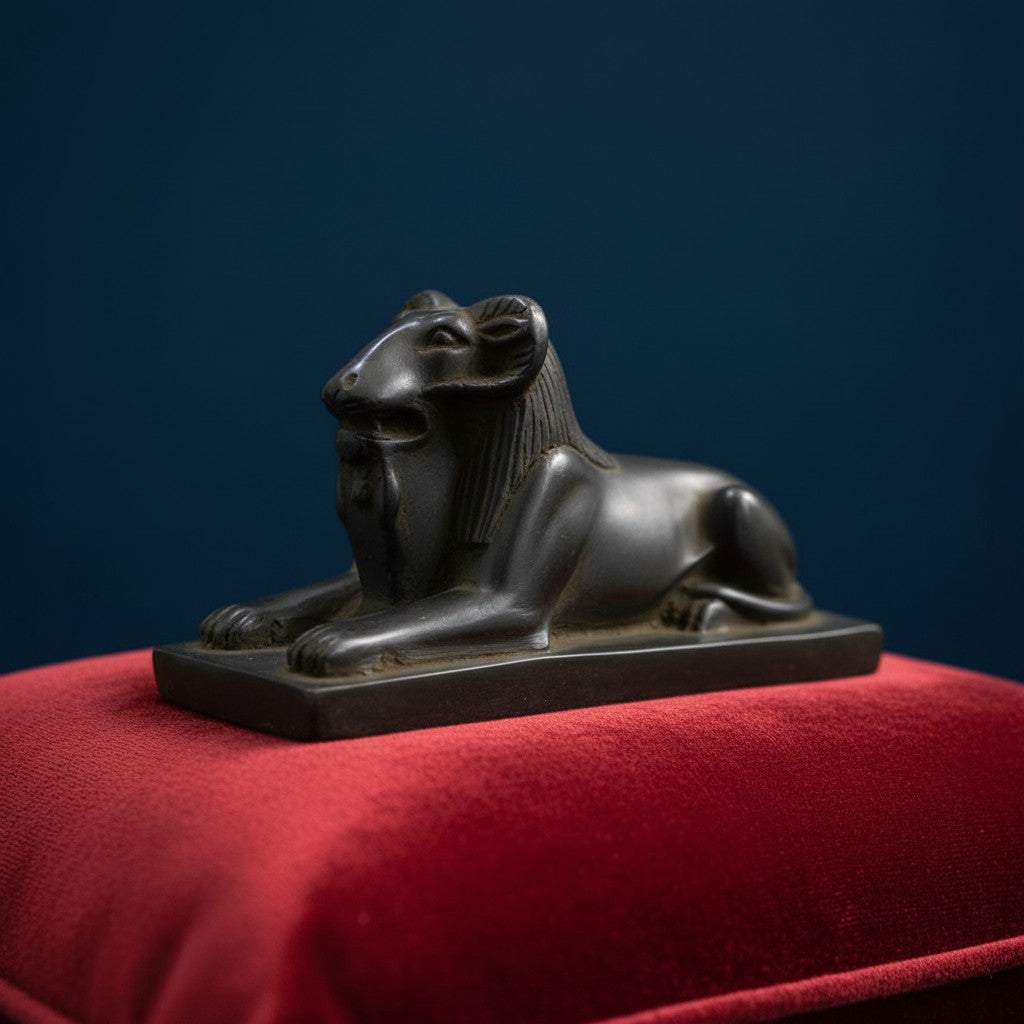 Handmade Amun Sphinx Ram Head Statue, Egyptian God Amun Figurine, Ancient Egypt Decor, Spiritual Altar Sculpture, Pharaoh Mythology Gift