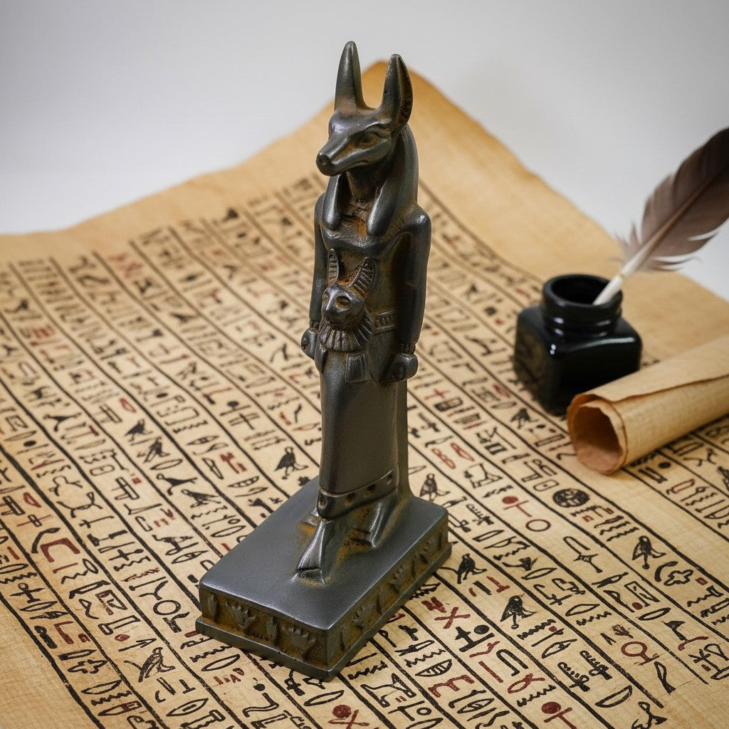 Handmade God Anubis Statue, Egyptian Anubis Figurine, Ancient Egyptian Decor, Mythology Sculpture, Spiritual Altar Piece, Pharaoh God Gift