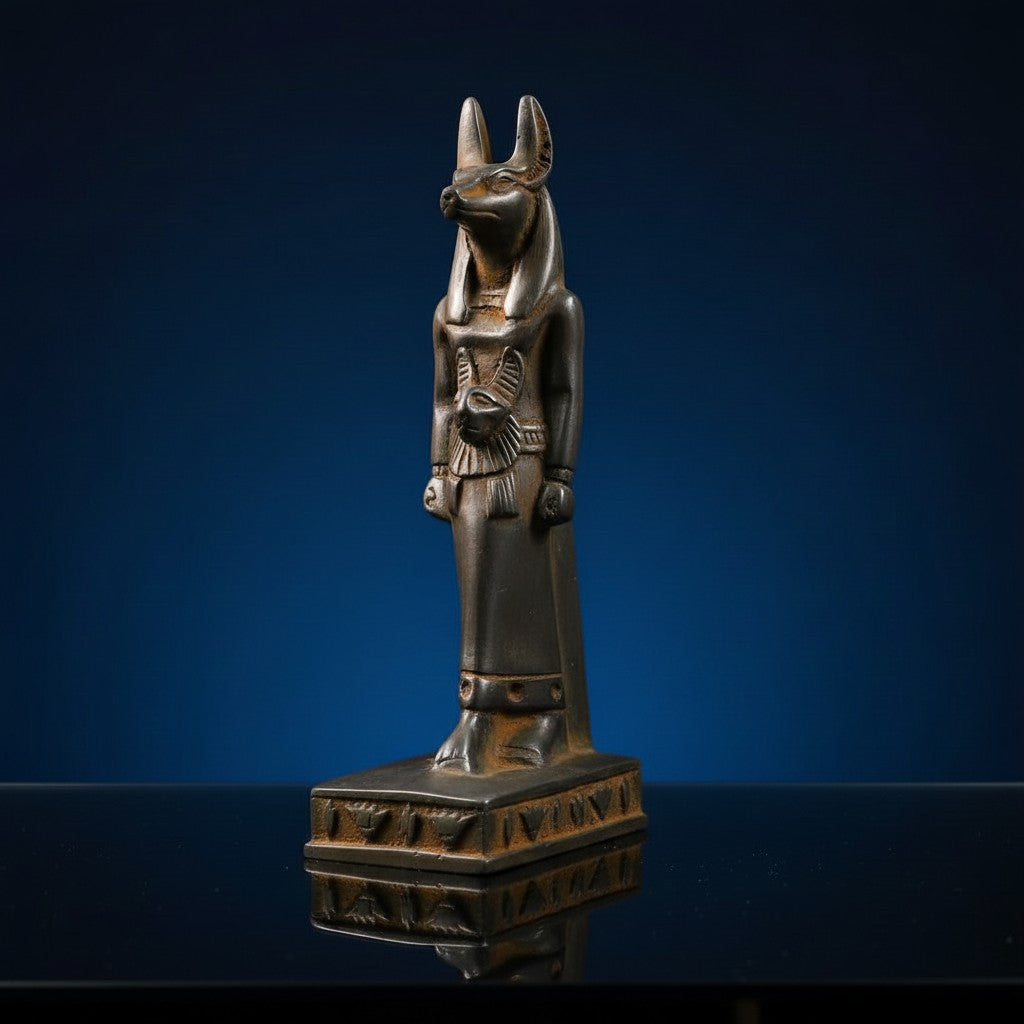 Handmade God Anubis Statue, Egyptian Anubis Figurine, Ancient Egyptian Decor, Mythology Sculpture, Spiritual Altar Piece, Pharaoh God Gift