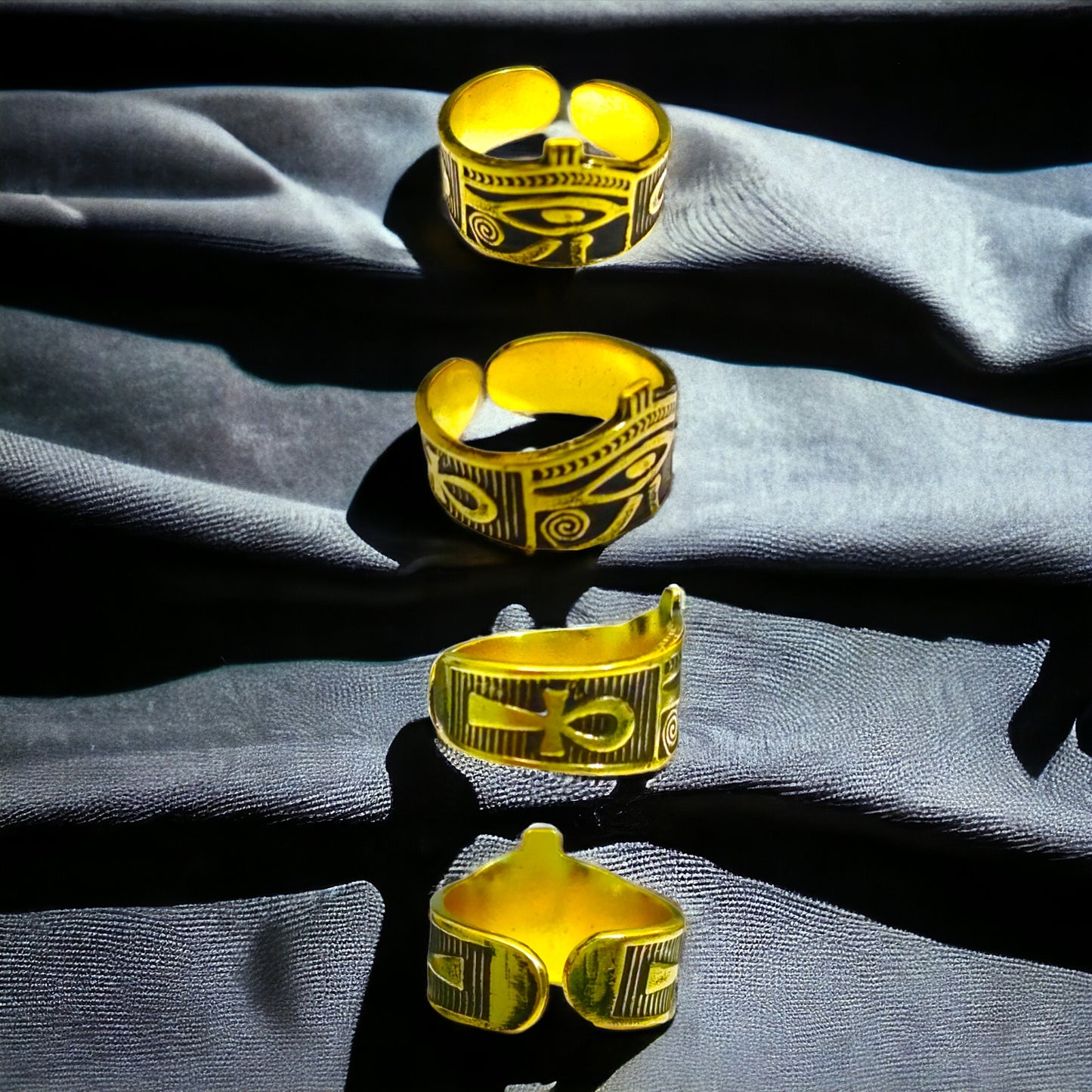 Gold Wadjet Ring, Handmade Egyptian Eye of Horus Talisman
