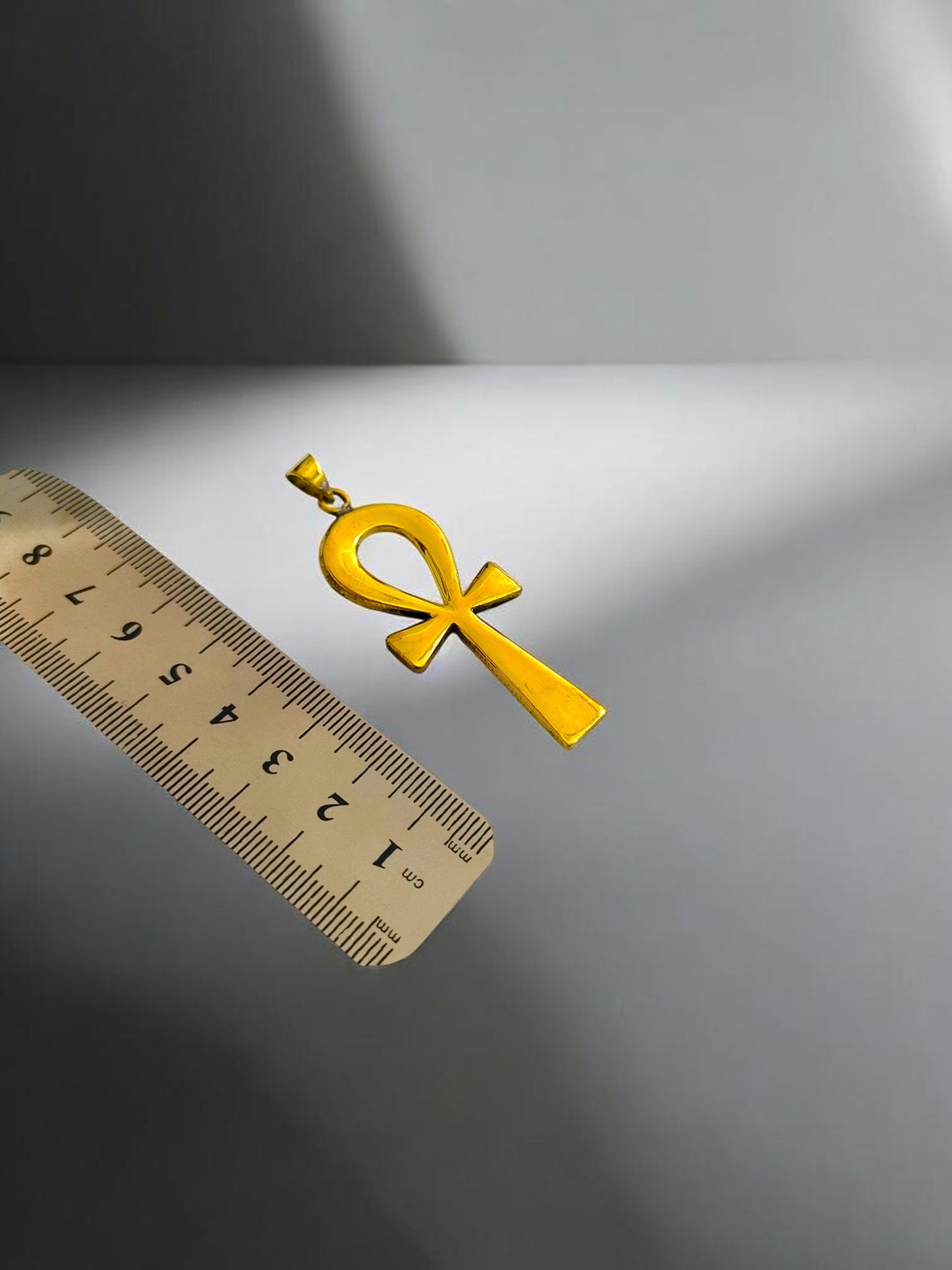 Gold Ankh Pendant, Egyptian Key of Life Talisman Necklace