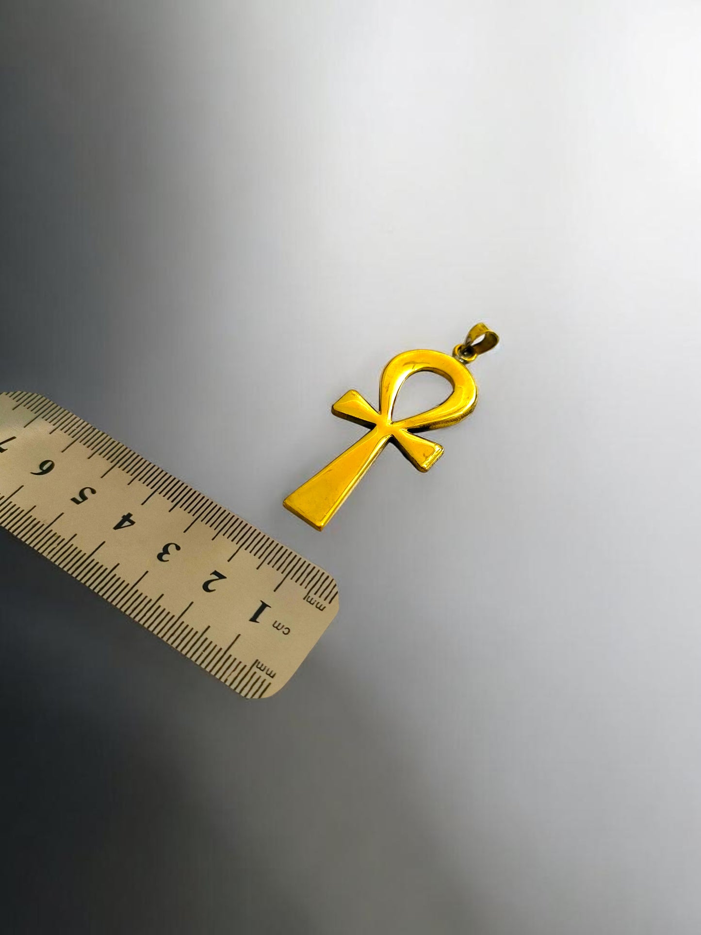 Gold Ankh Pendant, Egyptian Key of Life Talisman Necklace