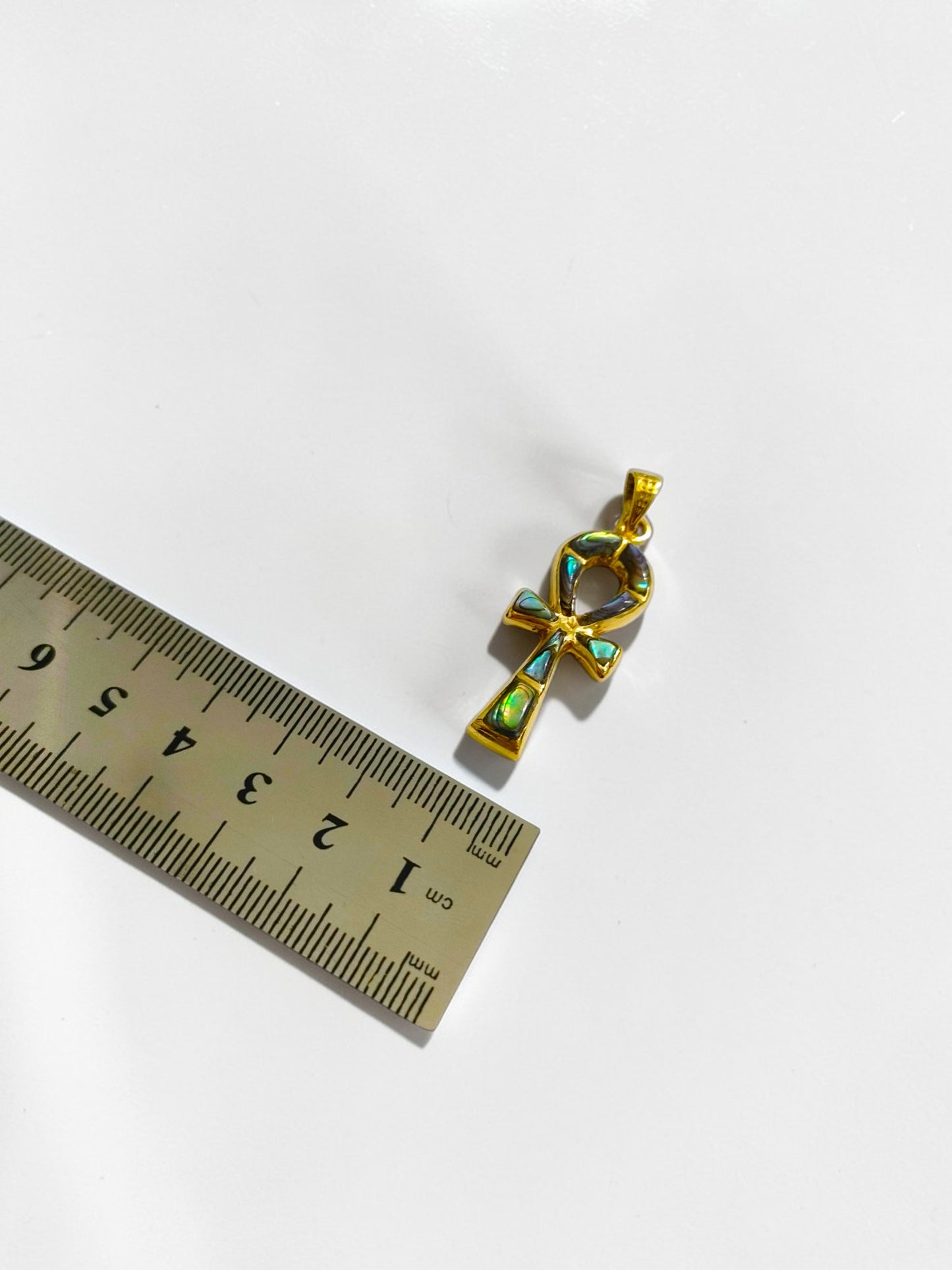 Gold Key of Life Pendant, Egyptian Abalone Ankh Necklace, Ancient Egypt Jewelry, Protection Amulet, Spiritual Gift for Her Him