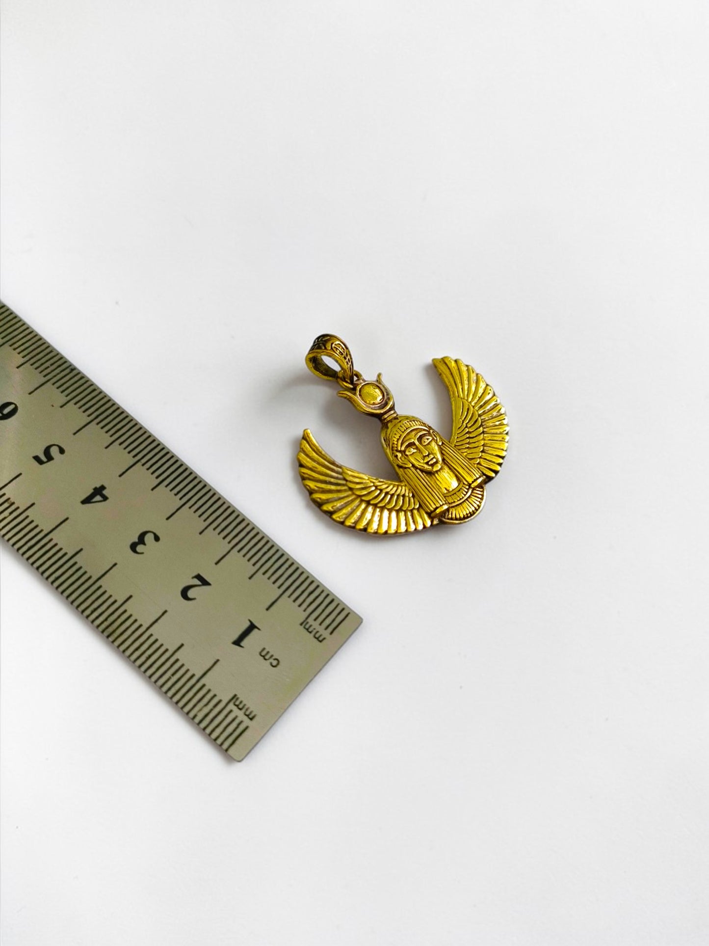 Gold Goddess Hathor Pendant, Large Egyptian Goddess Necklace