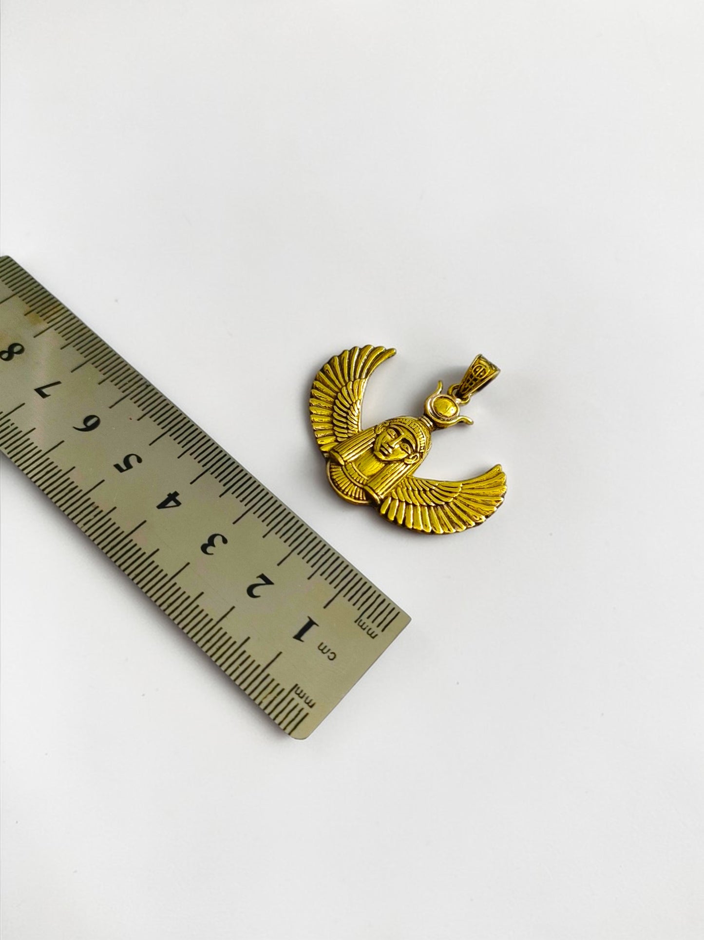 Gold Goddess Hathor Pendant, Large Egyptian Goddess Necklace