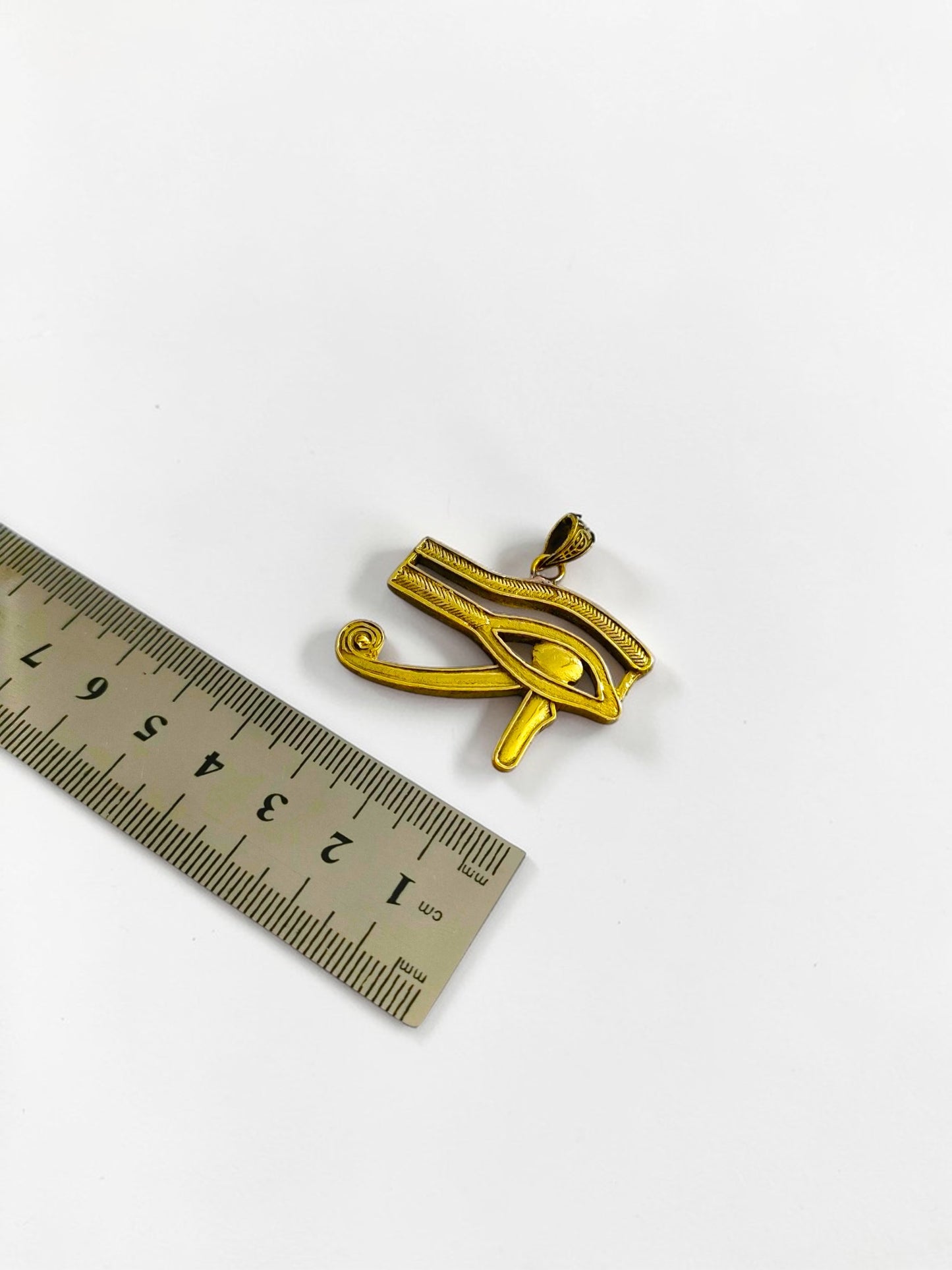 Gold Eye of Horus Pendant, Egyptian Revival Talisman Jewelry