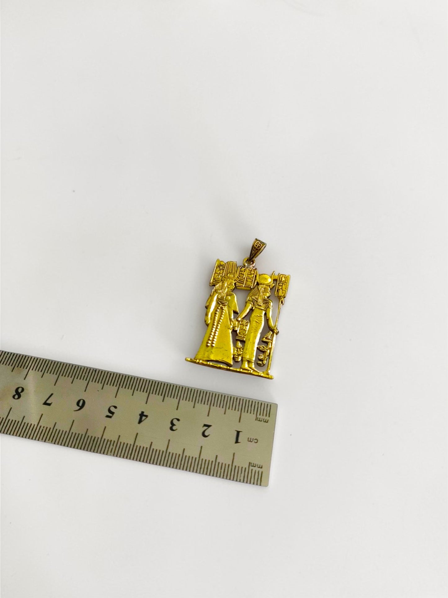 Gold Goddess Hathor & Isis Together Pendant, Large Egyptian Goddess Necklace
