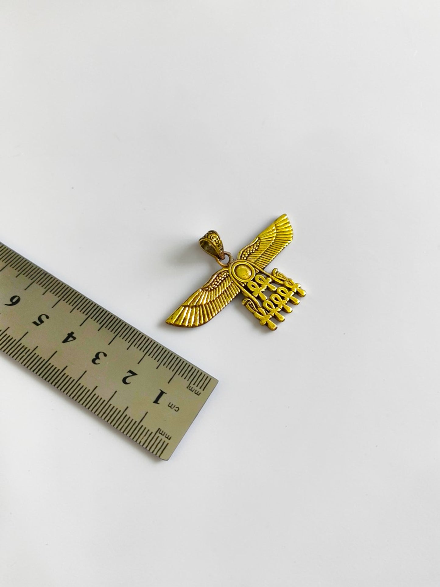 Gold Winged Sun Disk Necklace, Aton Ankh Pendant, Ancient Egyptian Jewelry, Ra Sun Rays Amulet, Protection Charm Gift for Her Him