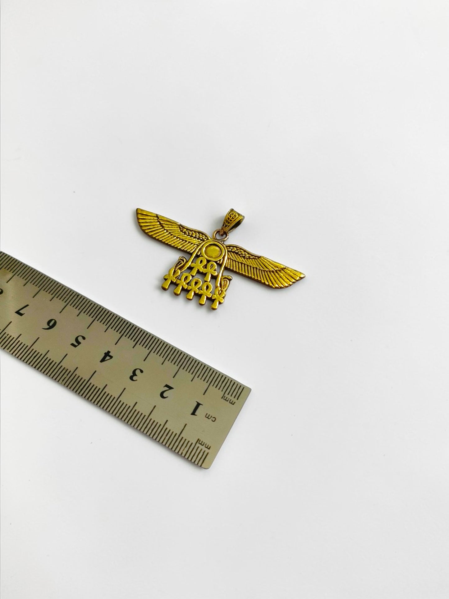 Gold Winged Sun Disk Necklace, Aton Ankh Pendant, Ancient Egyptian Jewelry, Ra Sun Rays Amulet, Protection Charm Gift for Her Him