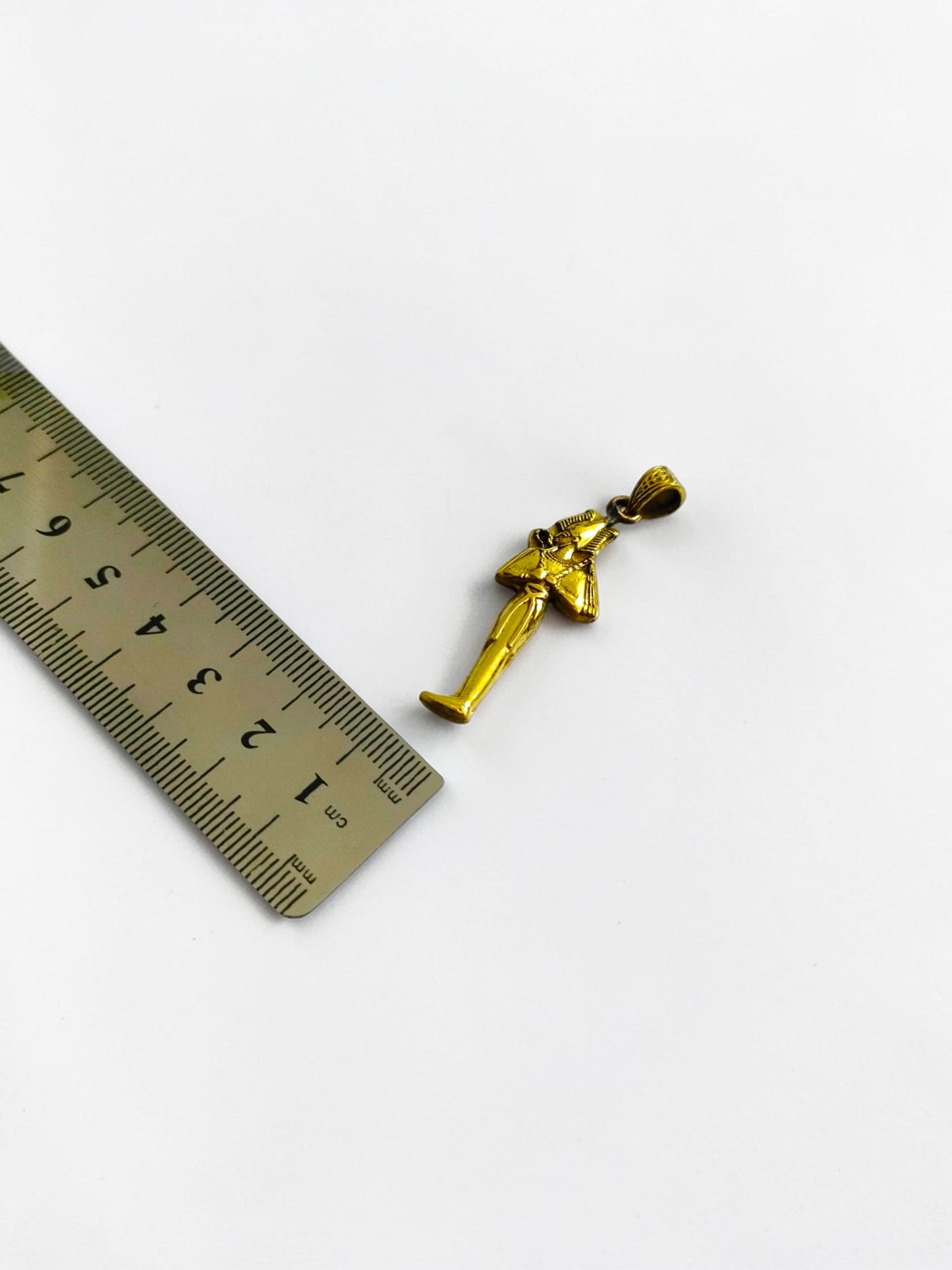 Gold God Osiris Pendant Necklace, Egyptian Revival Talisman