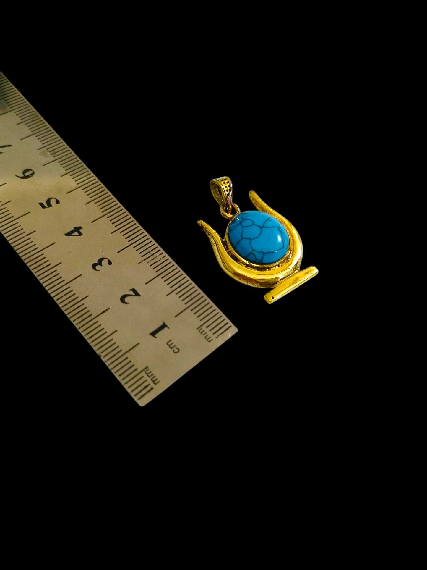 Gold Hathor Turquoise Crown Horns Necklace, Egyptian Goddess Jewelry, Ancient Egypt Pendant, Spiritual Talisman Gift for Her
