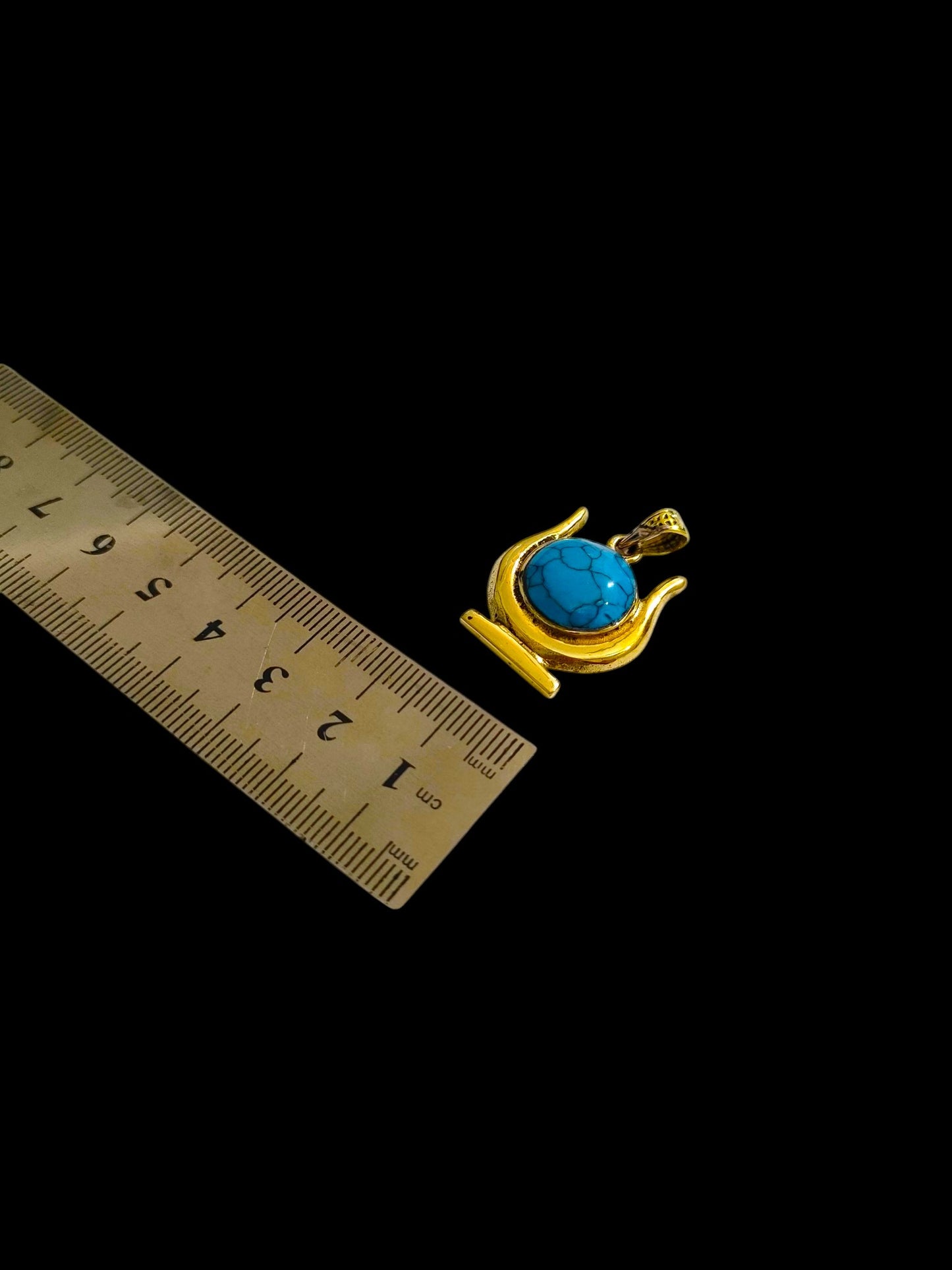 Gold Hathor Turquoise Crown Horns Necklace, Egyptian Goddess Jewelry, Ancient Egypt Pendant, Spiritual Talisman Gift for Her