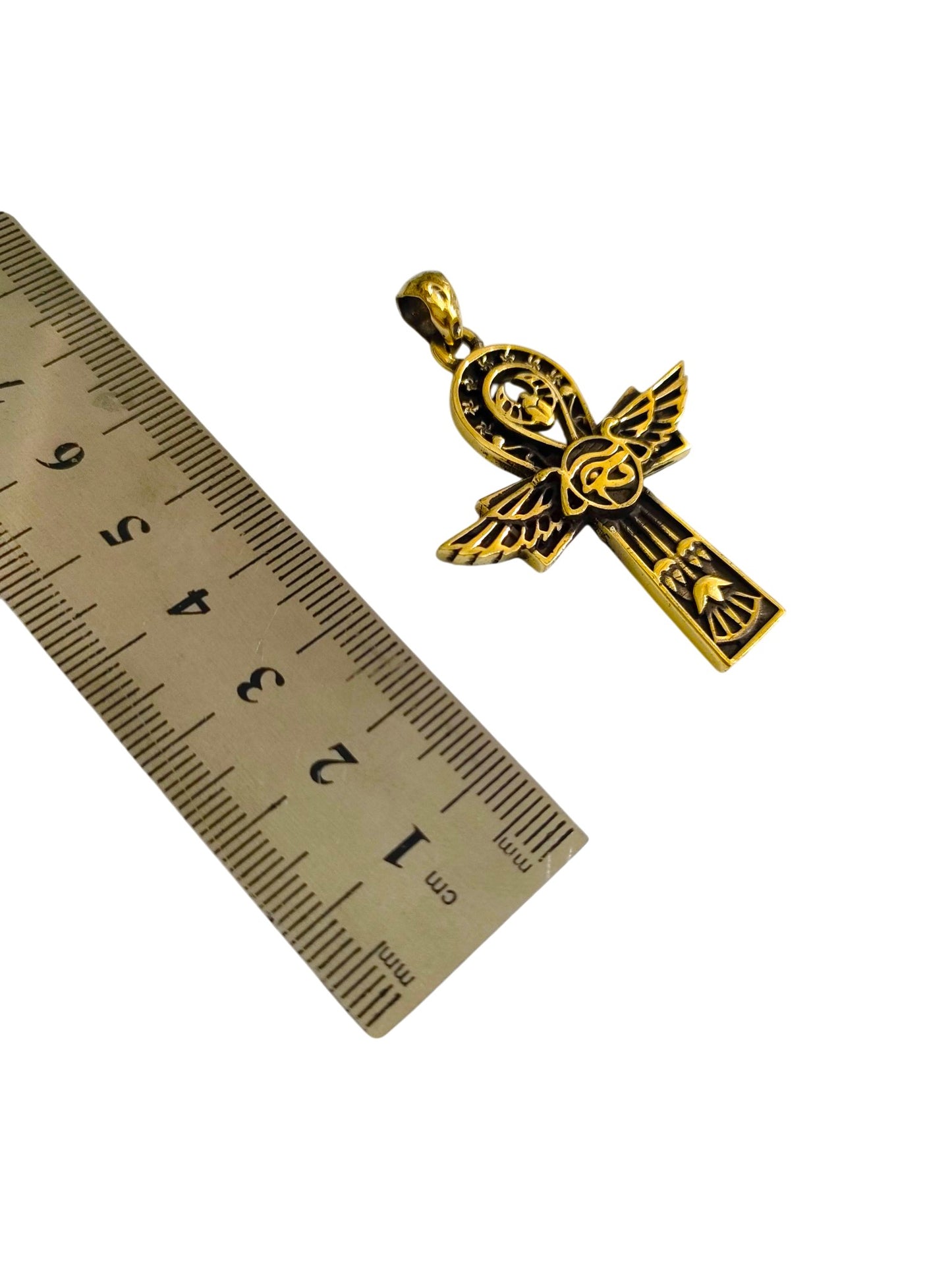 Key Of Life Ankh Gold Necklace, Ancient Egyptian Jewelry, Spiritual Protection Pendant, Handmade Talisman Gift, Sacred Symbol