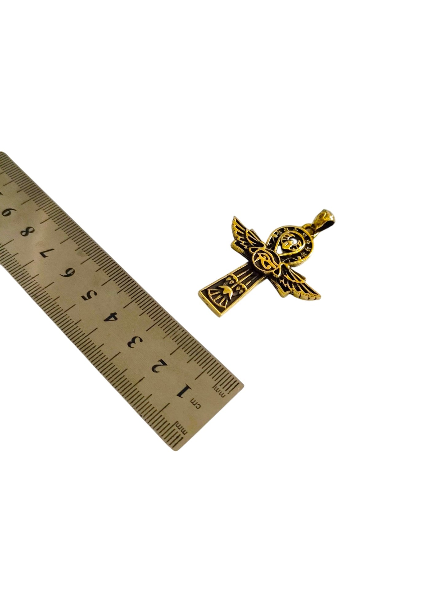 Key Of Life Ankh Gold Necklace, Ancient Egyptian Jewelry, Spiritual Protection Pendant, Handmade Talisman Gift, Sacred Symbol