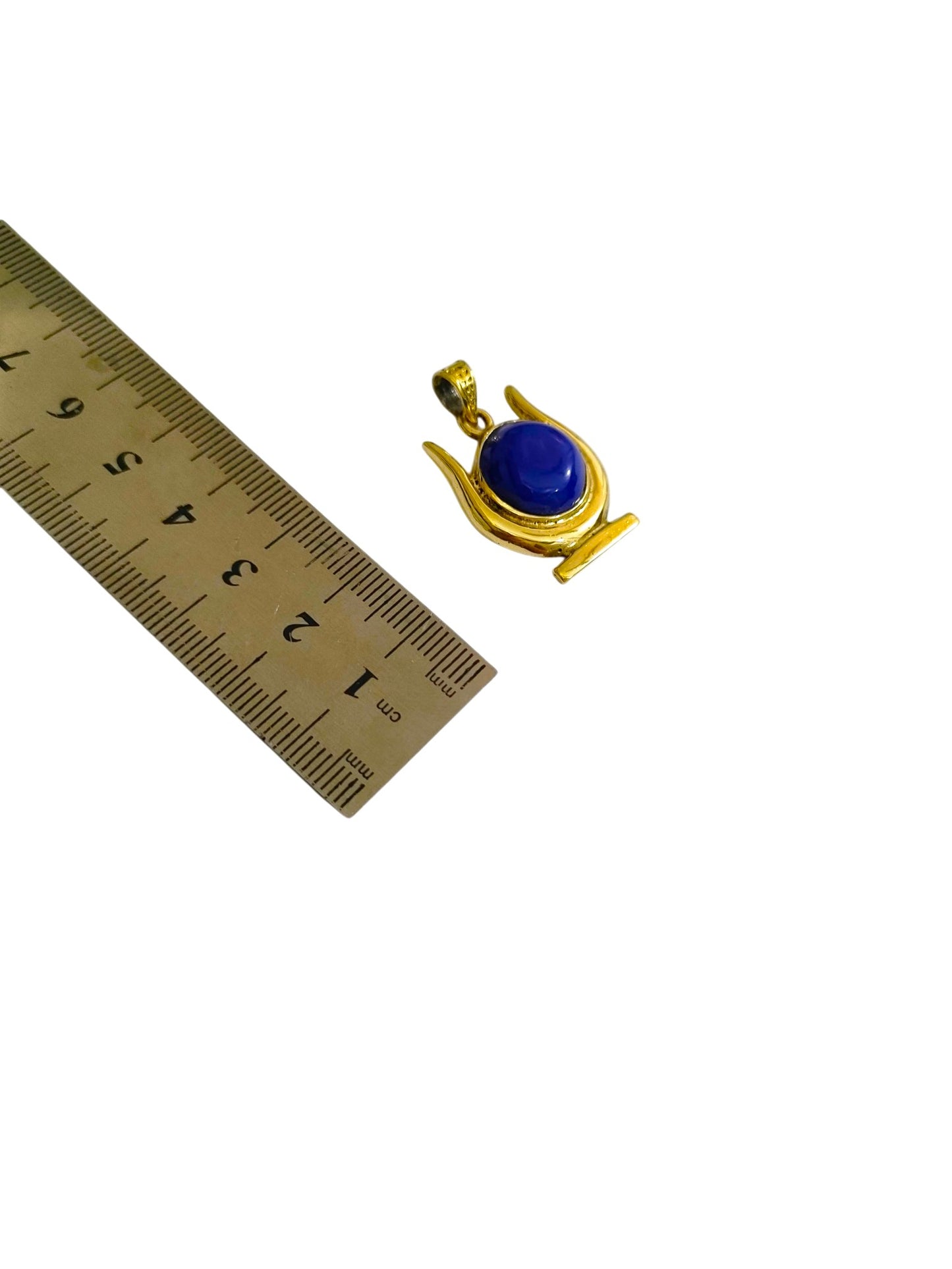 Gold Hathor Lapis Lazuli Necklace, Egyptian Goddess Horns Pendant, Spiritual Talisman Jewelry