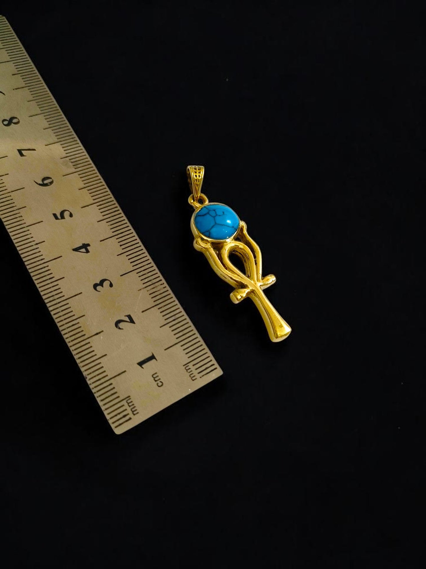 Gold Ankh Necklace, Ka Sun Disk Pendant, Ancient Egyptian Jewelry, Turquoise Talisman, Spiritual Gift For Her Him