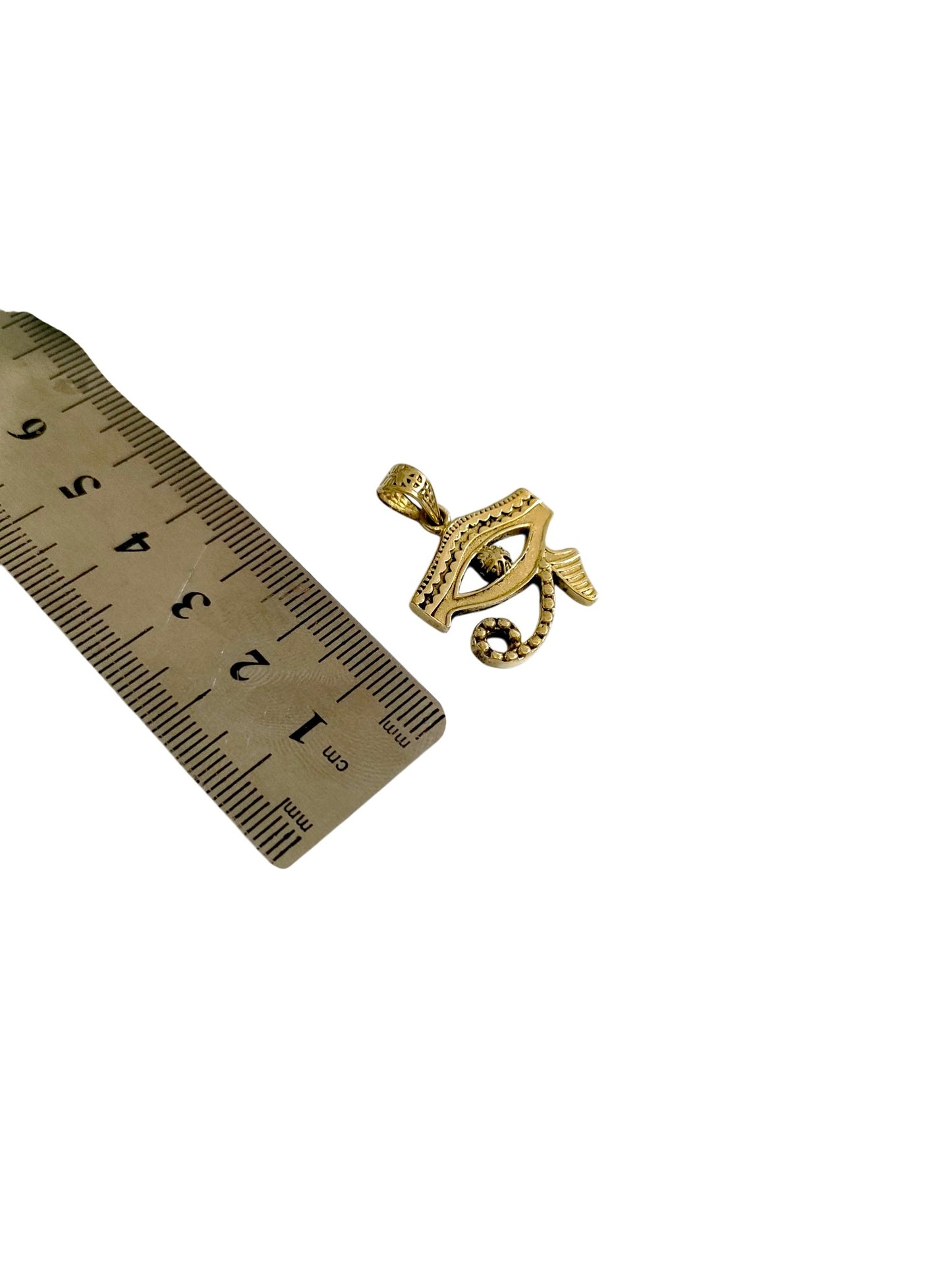 Gold Eye of Horus Pendant, Egyptian Revival Talisman Jewelry