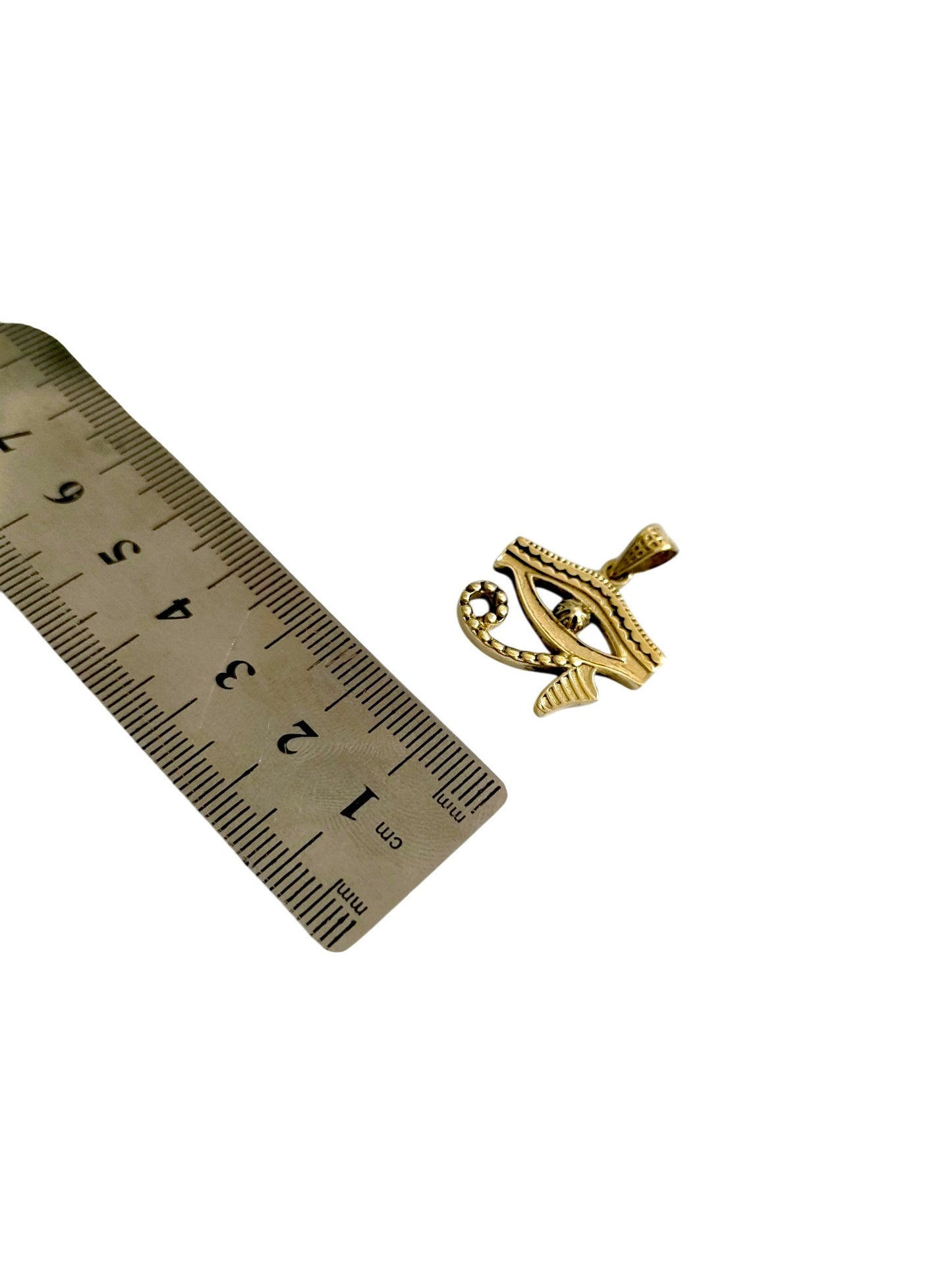 Gold Eye of Horus Pendant, Egyptian Revival Talisman Jewelry