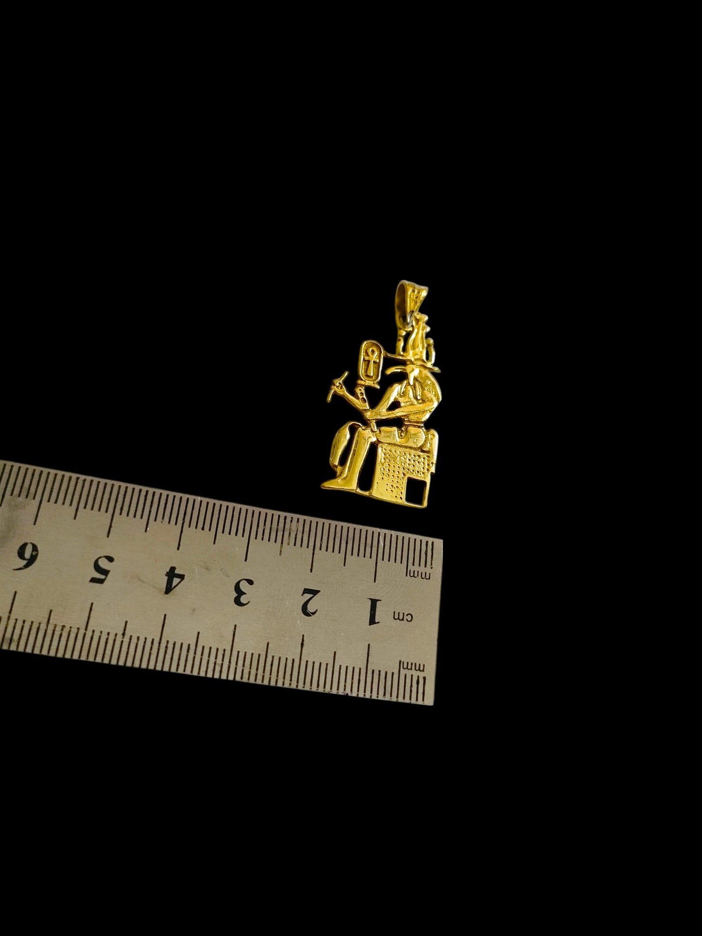 Gold Thoth Pendant Necklace, Egyptian Revival Talisman