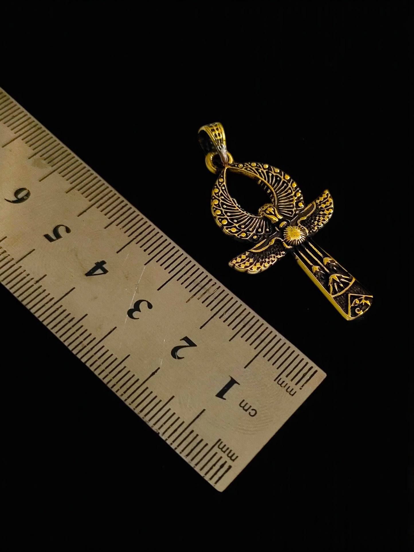 Gold Ankh Necklace, Egyptian Key of Life Talisman Pendant