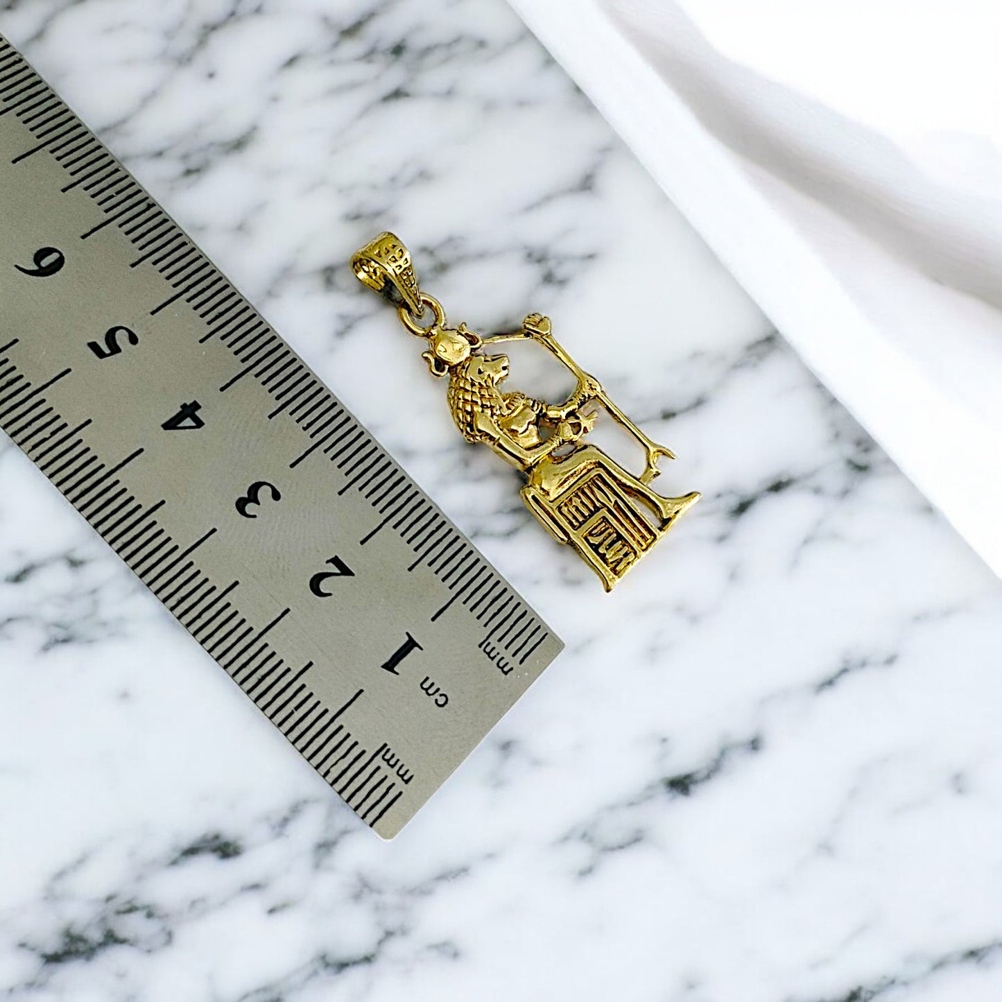 Gold Sekhmet Pendant, Egyptian Revival Necklace, Divine Talisman