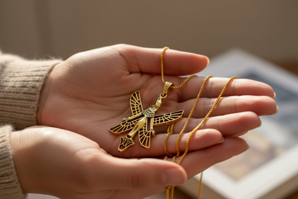 Gold Goddess Isis Pendant, Egyptian Jewelry, Divine Minimalist Necklace Gift