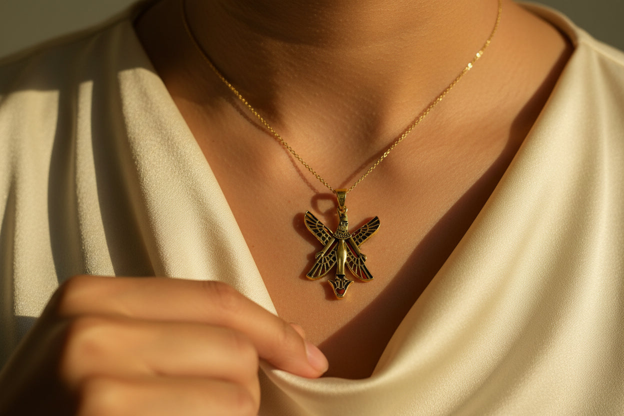 Gold Goddess Isis Pendant, Egyptian Jewelry, Divine Minimalist Necklace Gift