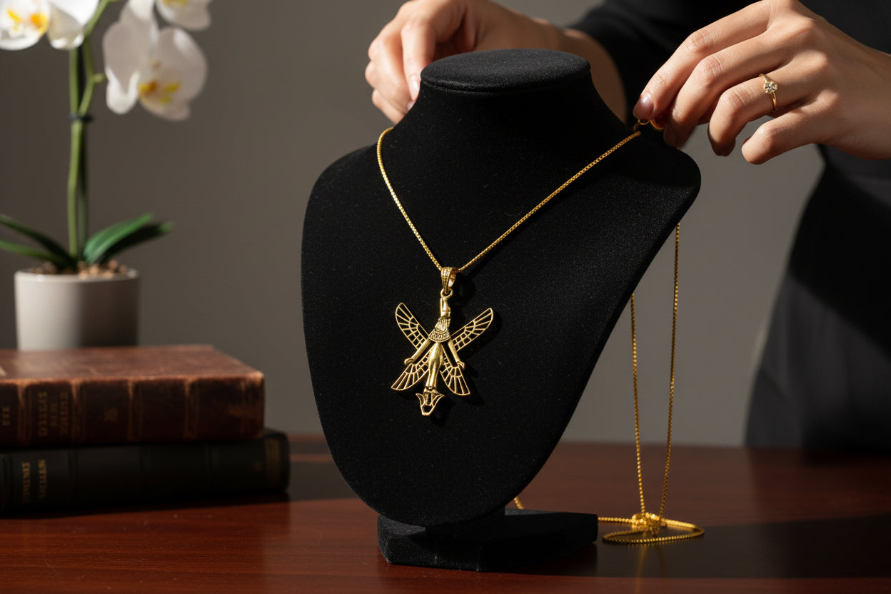 Gold Goddess Isis Pendant, Egyptian Jewelry, Divine Minimalist Necklace Gift