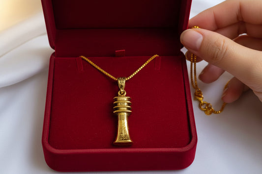 Gold Djed Pillar Pendant, Egyptian Talisman Necklace