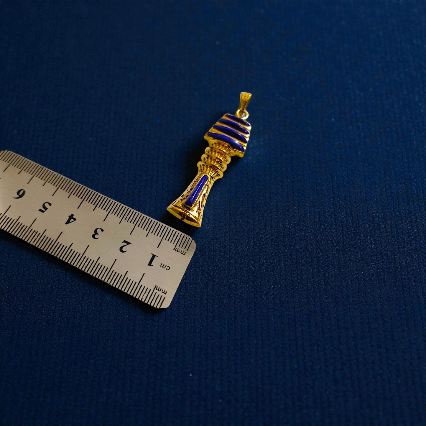 Gold Lapis Lazuli Djed Pillar Pendant, Egyptian Talisman Necklace