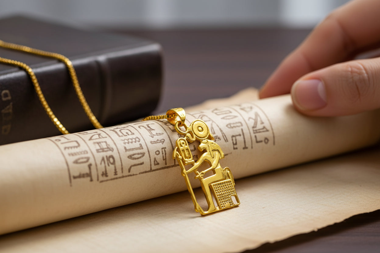 Gold Sekhmet Pendant, Egyptian Revival Necklace, Divine Talisman