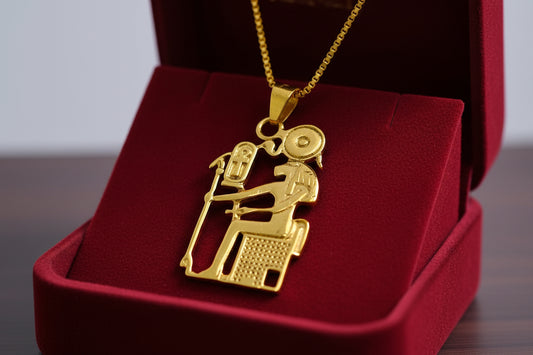 Gold Sekhmet Pendant, Egyptian Revival Necklace, Divine Talisman