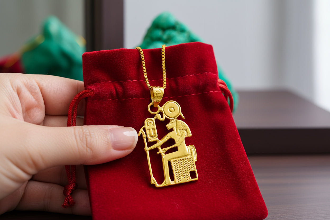 Gold Sekhmet Pendant, Egyptian Revival Necklace, Divine Talisman