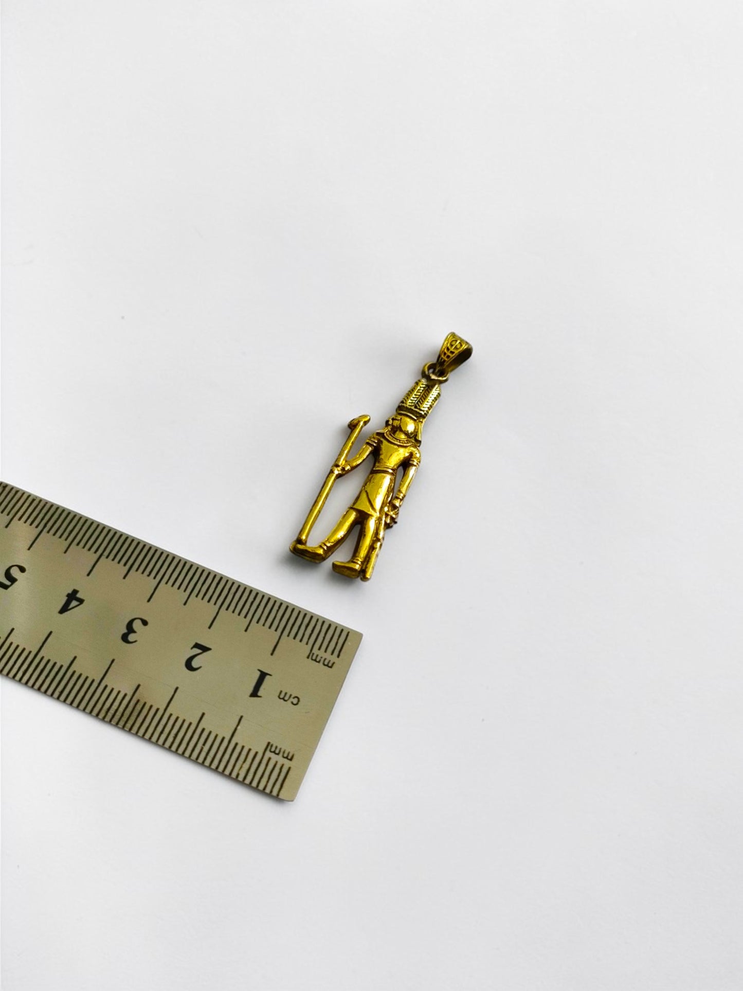 Gold God Shu Necklace, Egyptian Air God Pendant, Ancient Egypt Jewelry, Protection Amulet, Pharaoh Gift, Egyptian Revival Charm