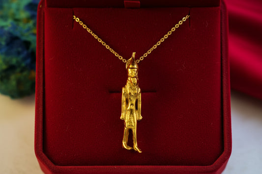 Gold Goddess Sekhmet Pendant, Egyptian Revival Amulet Gift