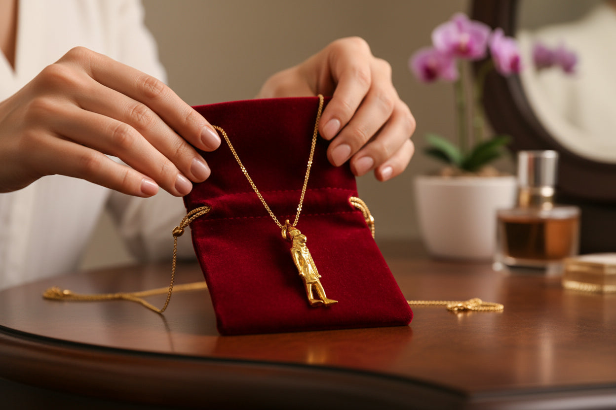 Gold Goddess Sekhmet Pendant, Egyptian Revival Amulet Gift