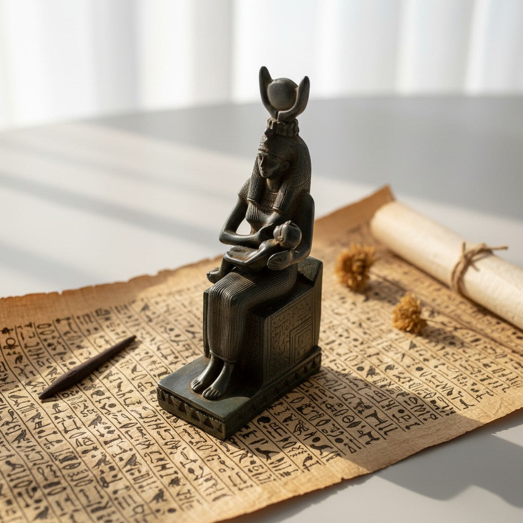 Handmade Goddess Isis Statue, Egyptian Isis Figurine, Ancient Egyptian Decor, Sacred Feminine Art, Spiritual Altar Statue, Mythology Gift