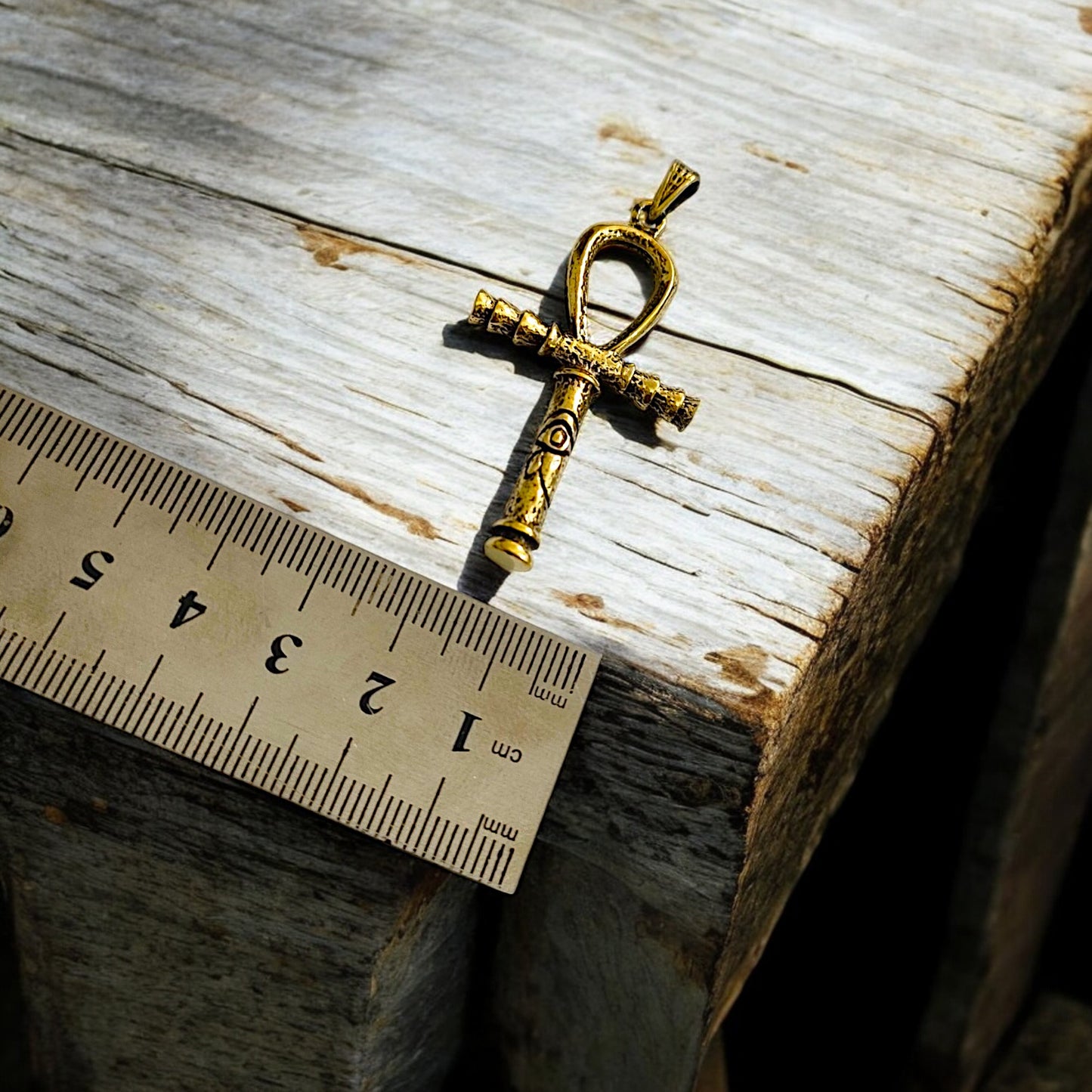 Gold Ankh Necklace, Egyptian Key of Life Talisman Pendant
