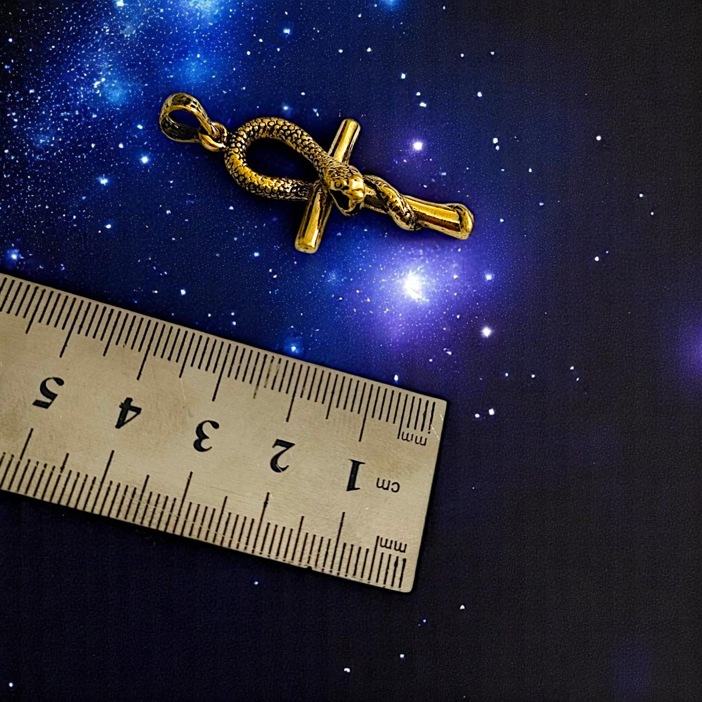 Gold Ankh Necklace, Egyptian Key of Life Talisman Pendant