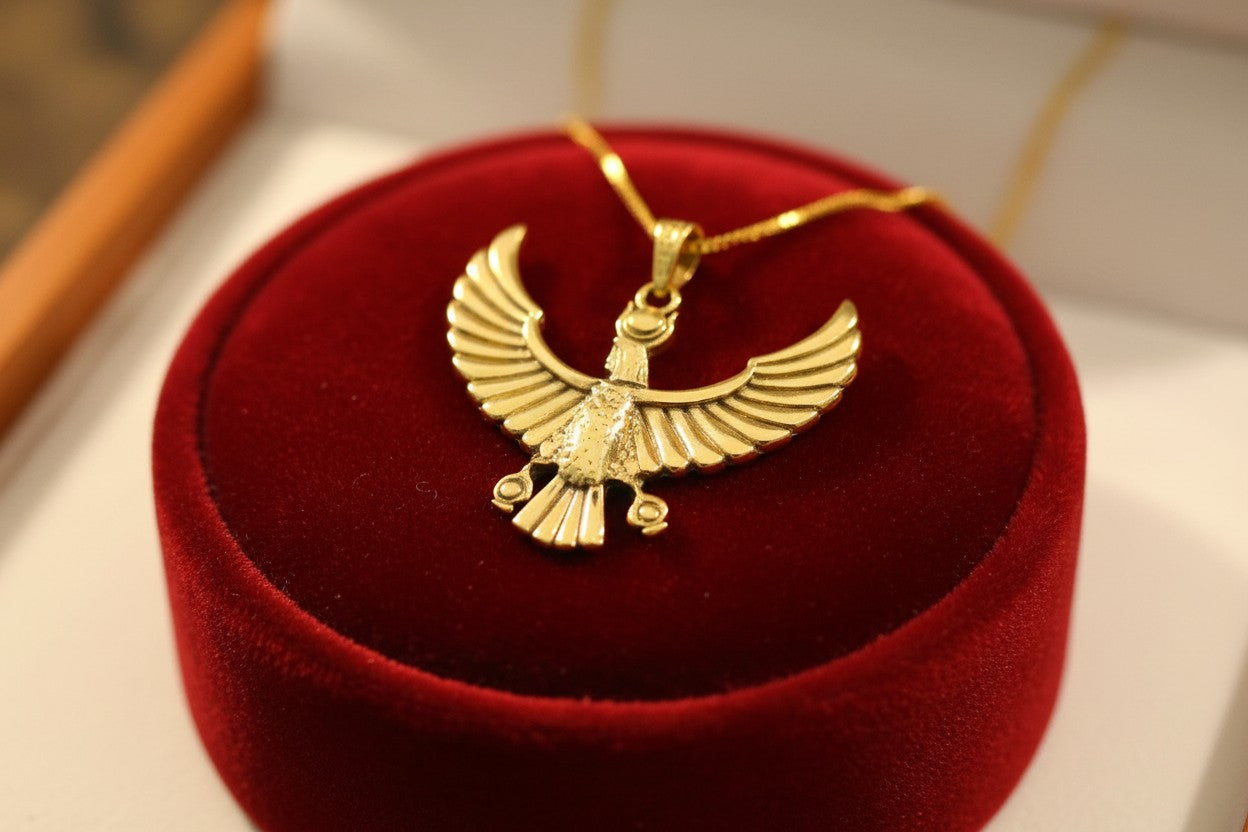 Gold Ba Bird Necklace, Ancient Egyptian Soul Symbol Pendant, Spiritual Talisman Jewelry, Egyptian Gift for Him Her