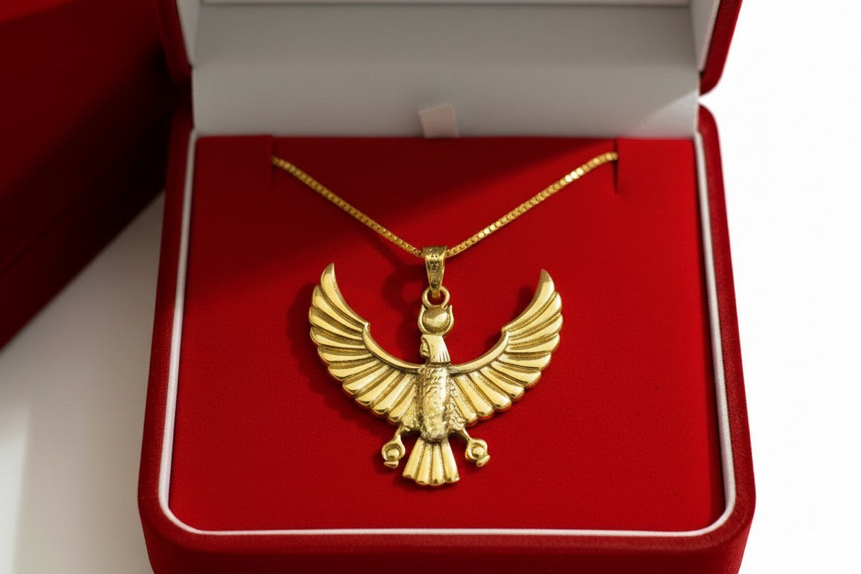Gold Ba Bird Necklace, Ancient Egyptian Soul Symbol Pendant, Spiritual Talisman Jewelry, Egyptian Gift for Him Her