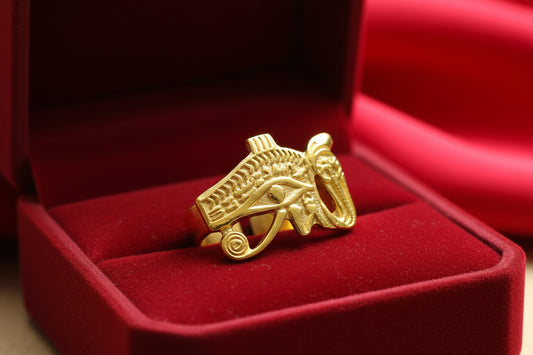 Gold Wadjet Ring, Eye of Horus Talisman, Egyptian Amulet
