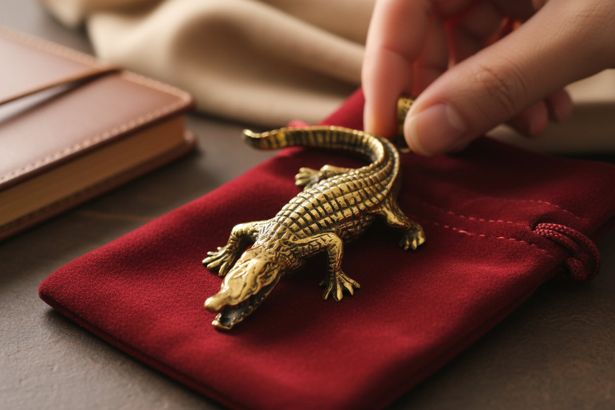 Gold God Sobek Pendant, Egyptian Crocodile God Necklace